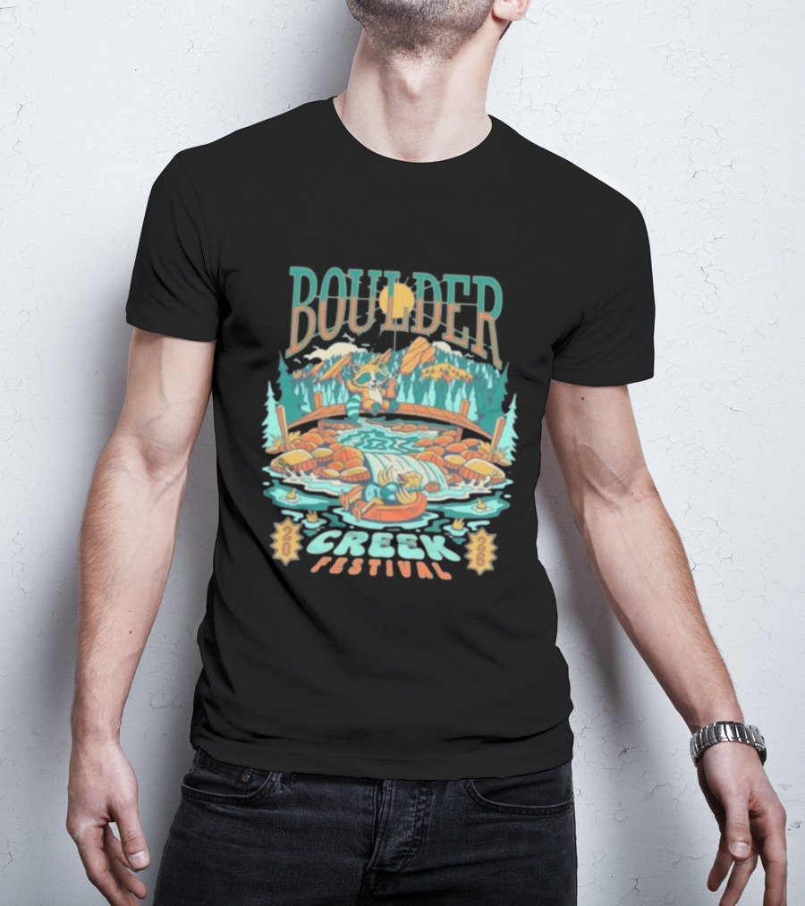 Boulder Creek Festival 2026 Mountain Adventure With Bear And Canoe T-Shirt