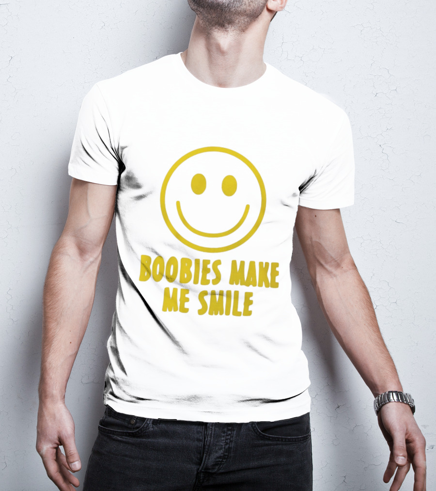 Boobies Make Me Smile Yellow Smiley Face T-Shirt