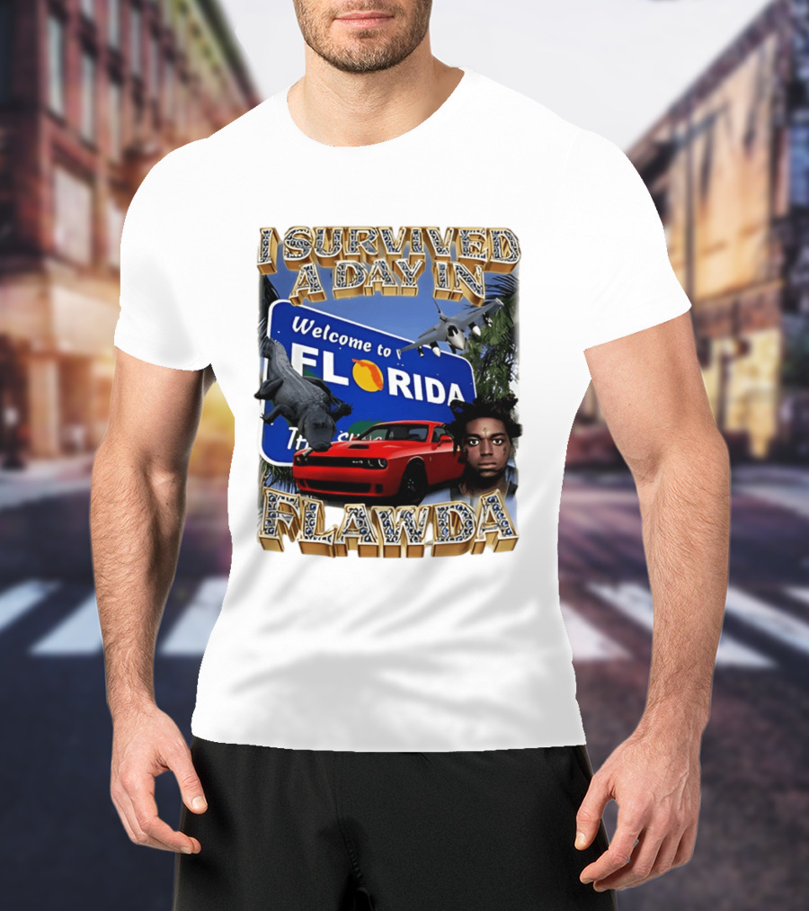 I Survived A Day In Flawda Welcome To Florida Dodge Jet Manatee Adventure T-Shirt