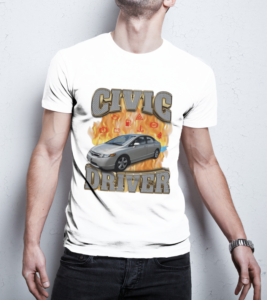 Civic Driver Flames Car T-Shirt