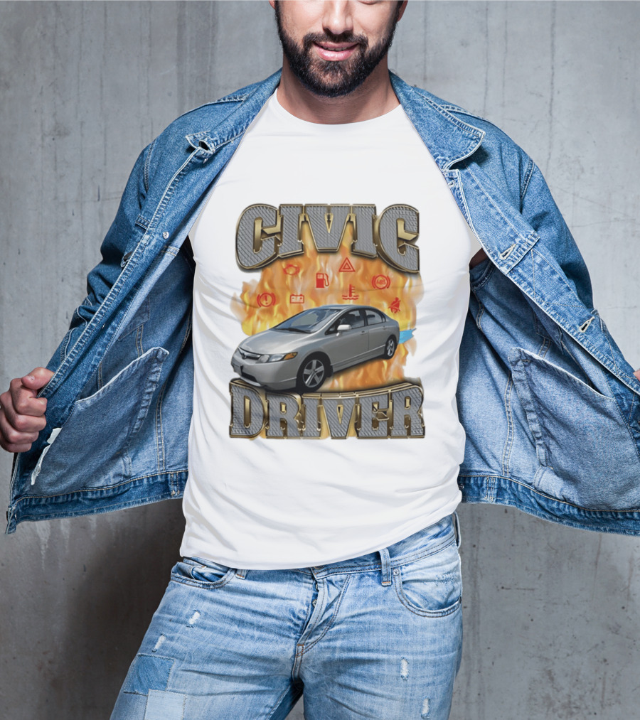 Civic Driver Flames Car T-Shirt