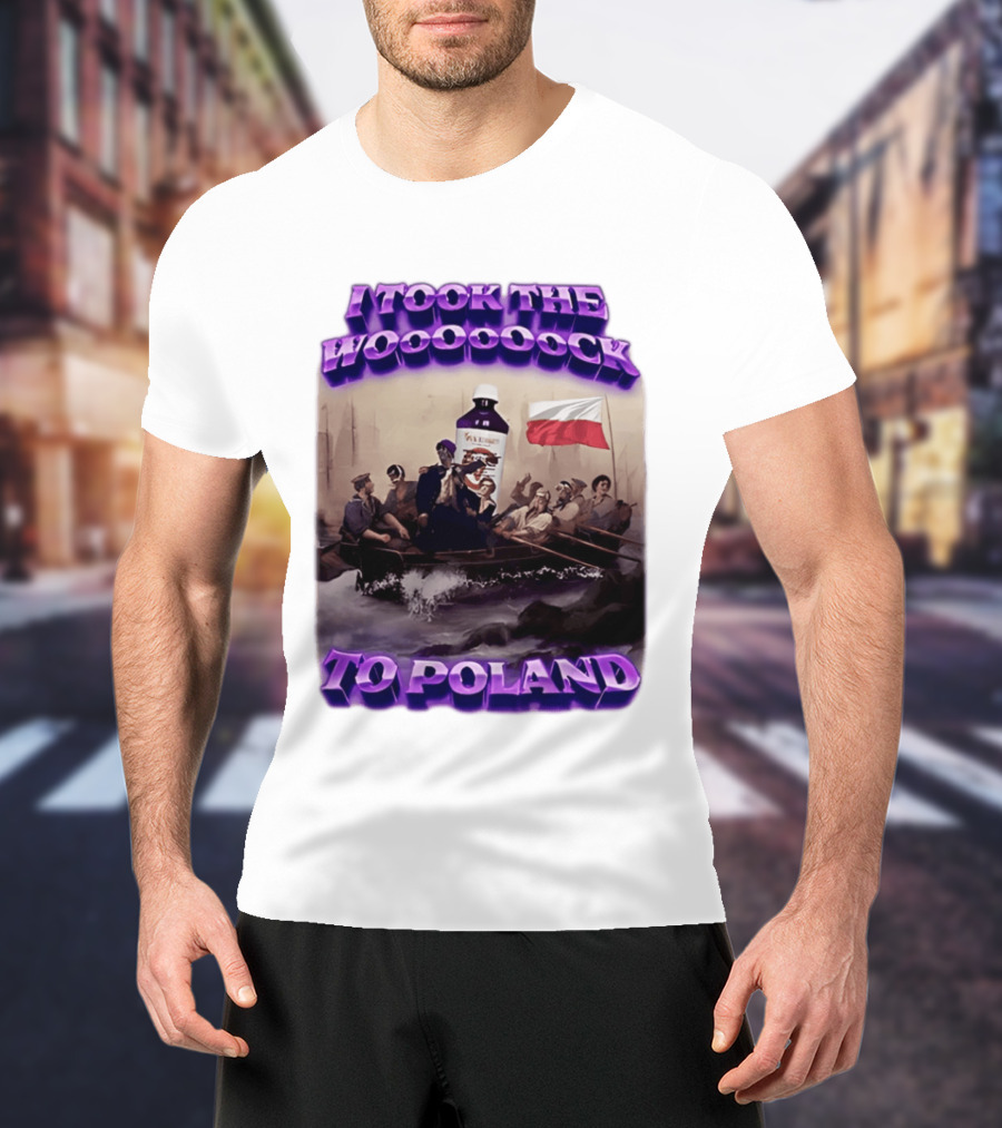 I Took The Wock To Poland Bold Letters Polish Flag Boat Scene T-Shirt