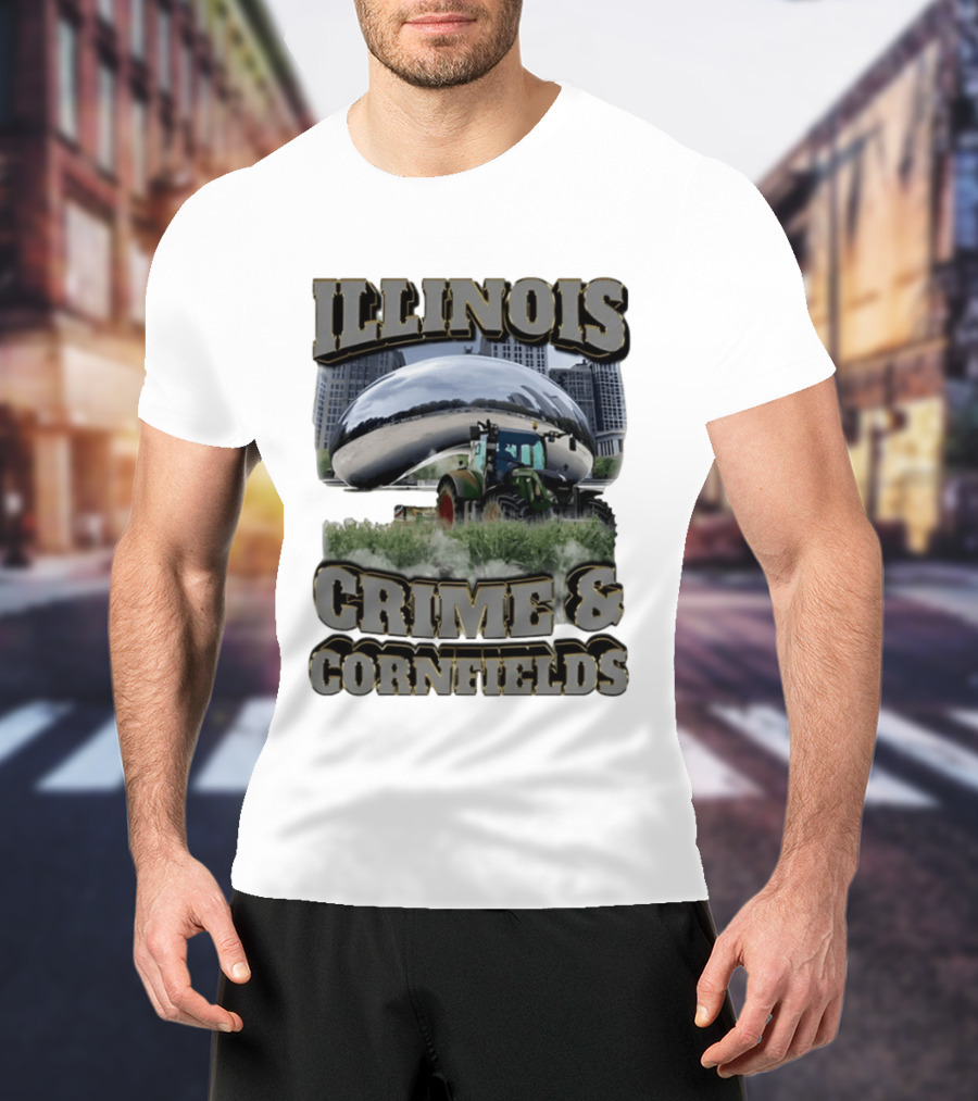 Illinois Crime & Cornfields Cloud Gate Tractor Scenery T-Shirt