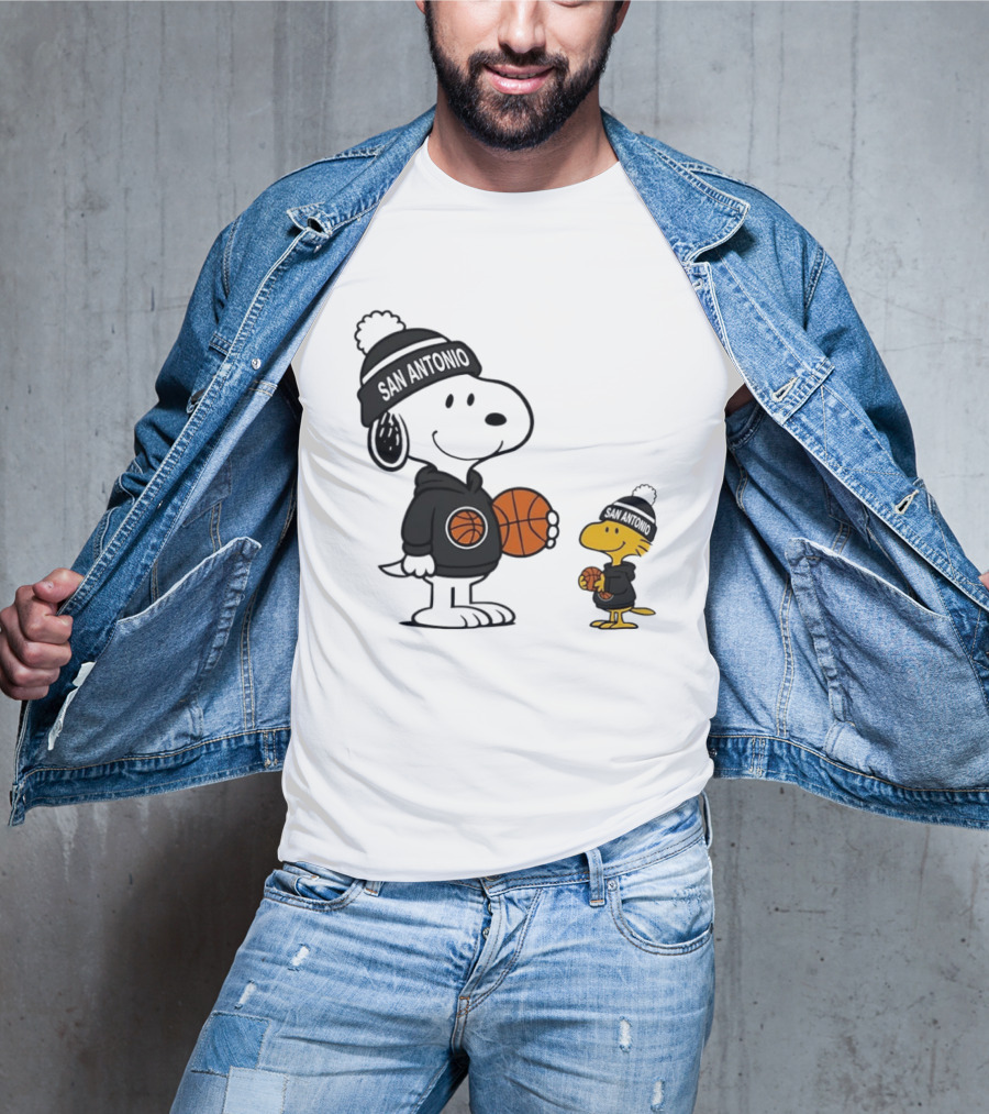 Snoopy And Woodstock Basketball Fans San Antonio Beanies T-Shirt