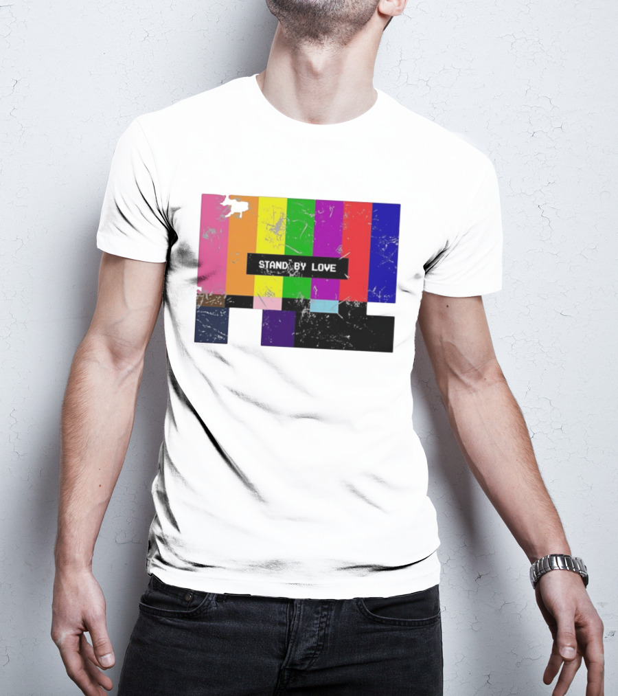 Stand By Love Retro TV Rainbow Pride Multicolor Lines T-Shirt