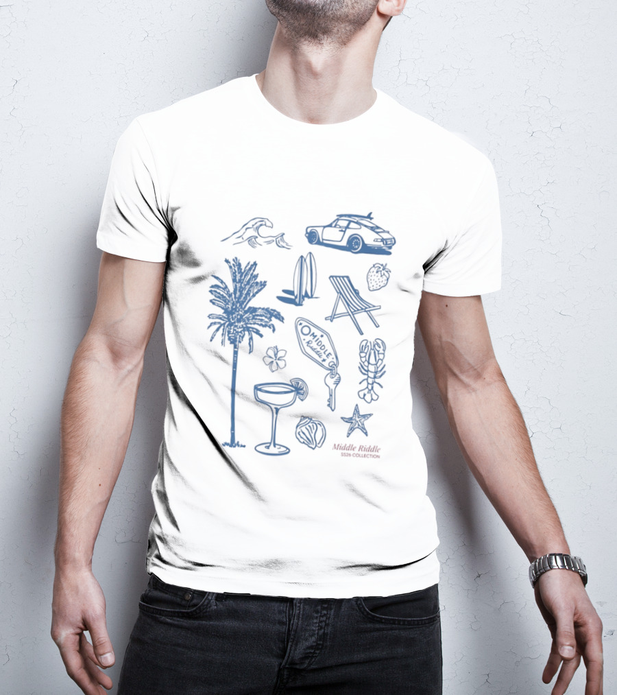 The Coastal Sheer 2026 Summer Collection Palm Waves Surfing Suntanning Chilling Ocean Daze Adventure T-Shirt