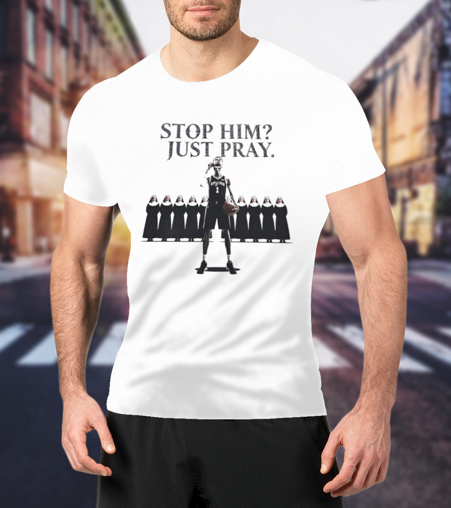 Victor Wembanyama Alien Mask Stop Him Just Pray Nuns T-Shirt