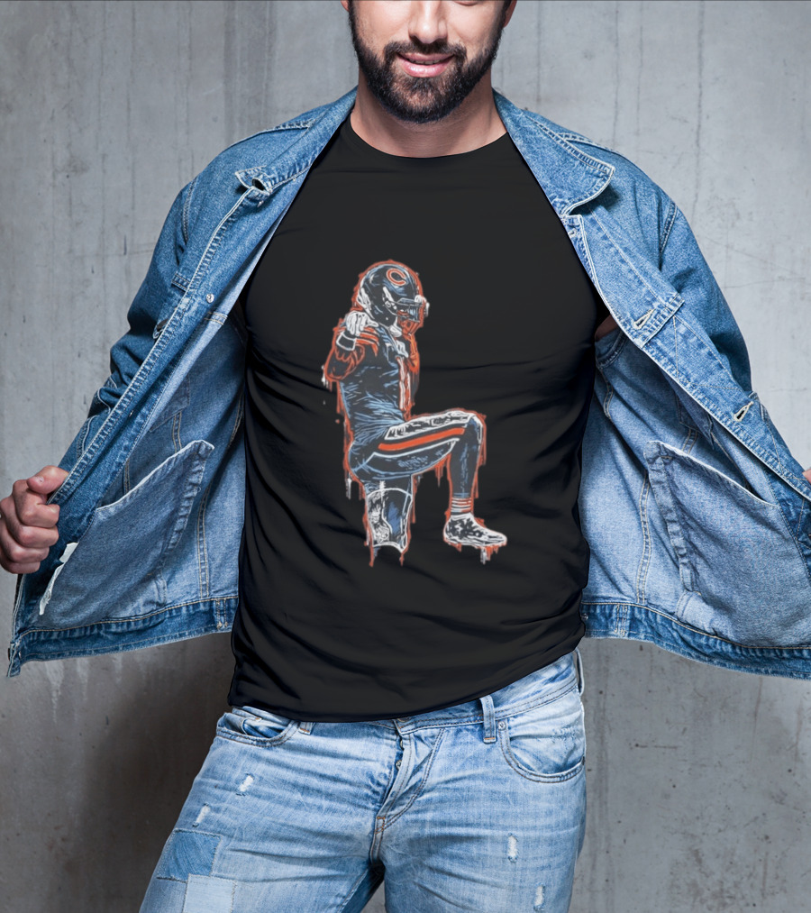 Chicago Bears Kneeling Player Dripping Effect Football Merchandise T-Shirt
