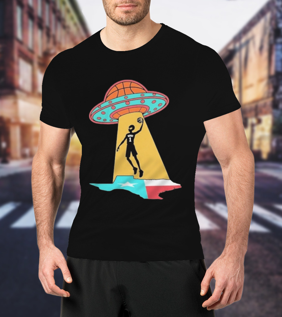 San Antonio Wemby The Alien Spurs Star UFO Basketball Texas T-Shirt