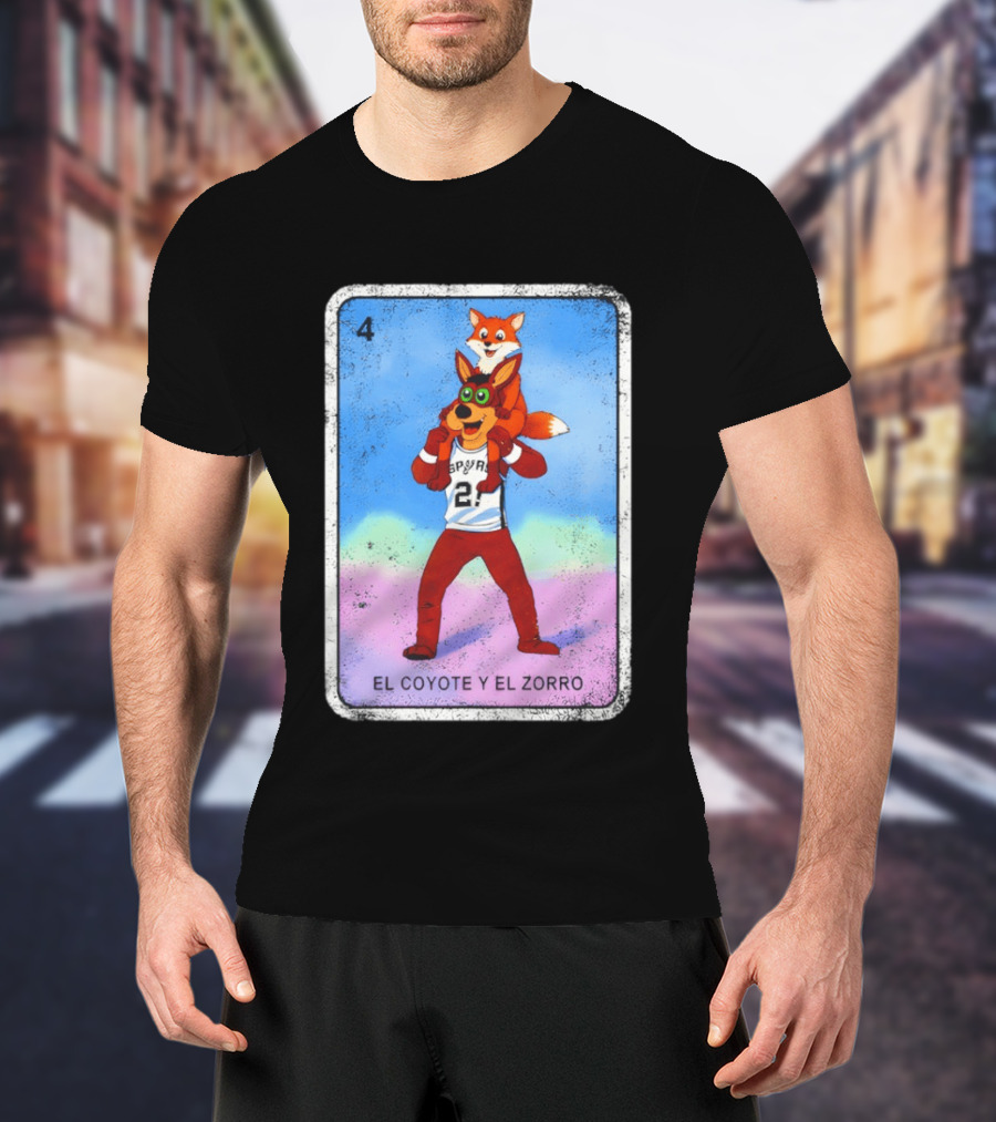 San Antonio Spurs Coyote El Zorro Lotería Card Number 4 T-Shirt