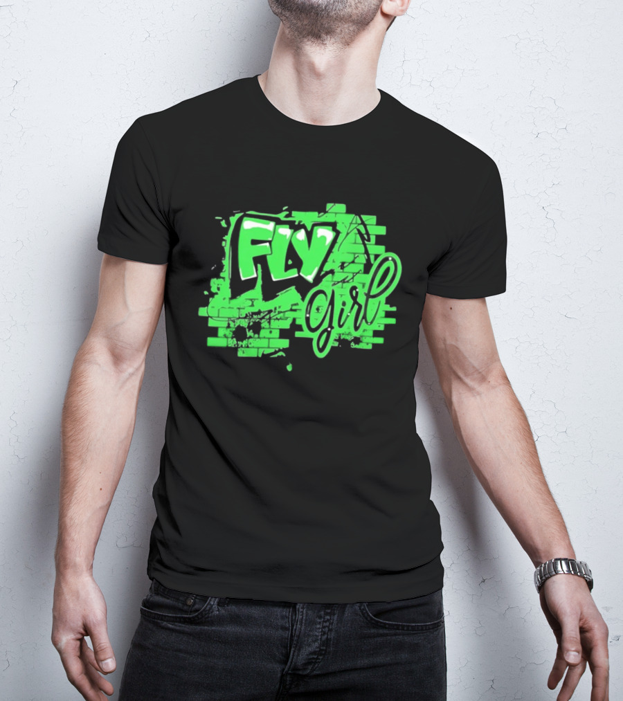 Fly Girl Graffiti Street Brick Wall T-Shirt