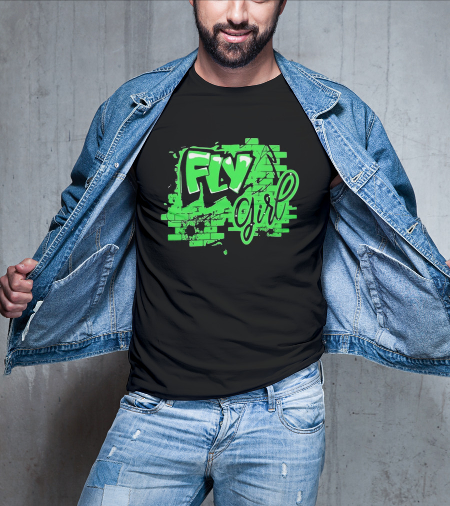 Fly Girl Graffiti Street Brick Wall T-Shirt