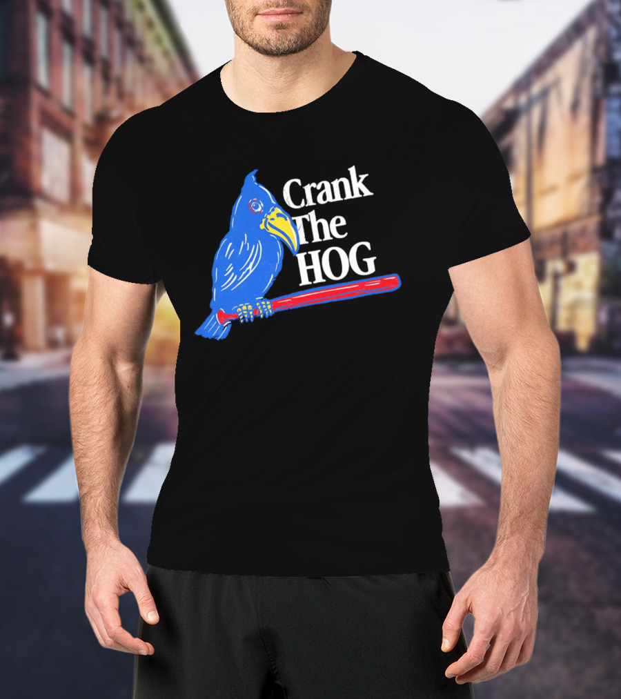 Kansas Jayhawks Crank The Hog Baseball Bird T-Shirt