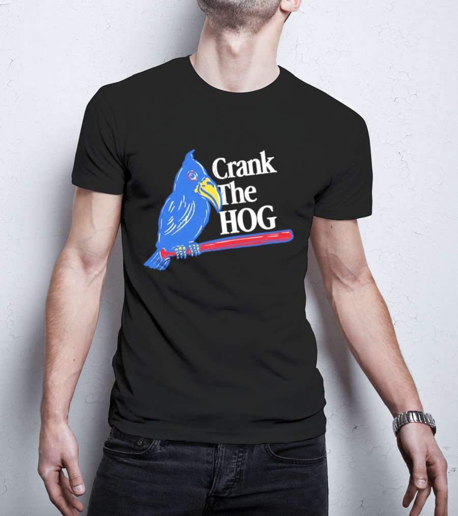 Kansas Jayhawks Crank The Hog Baseball Bird T-Shirt