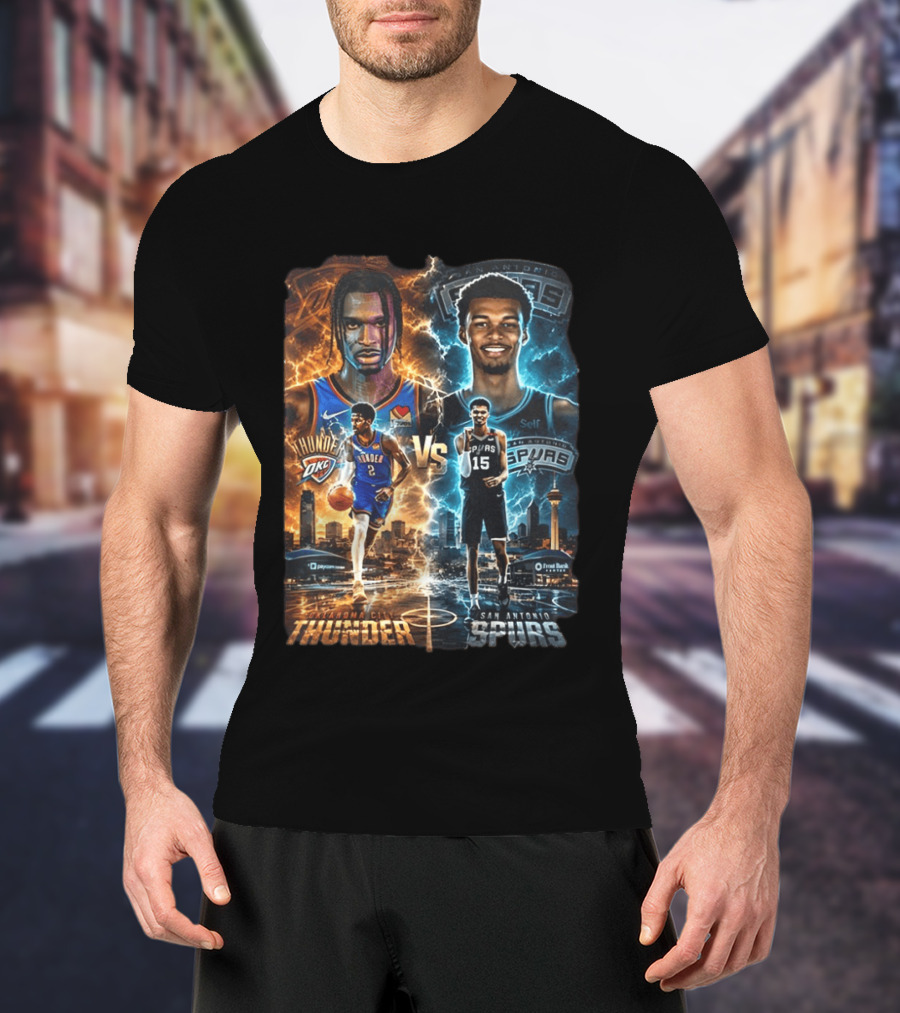 Shai Gilgeous Alexander Oklahoma City Thunder Vs Victor Wembanyama San Antonio Spurs NBA Showdown T-Shirt