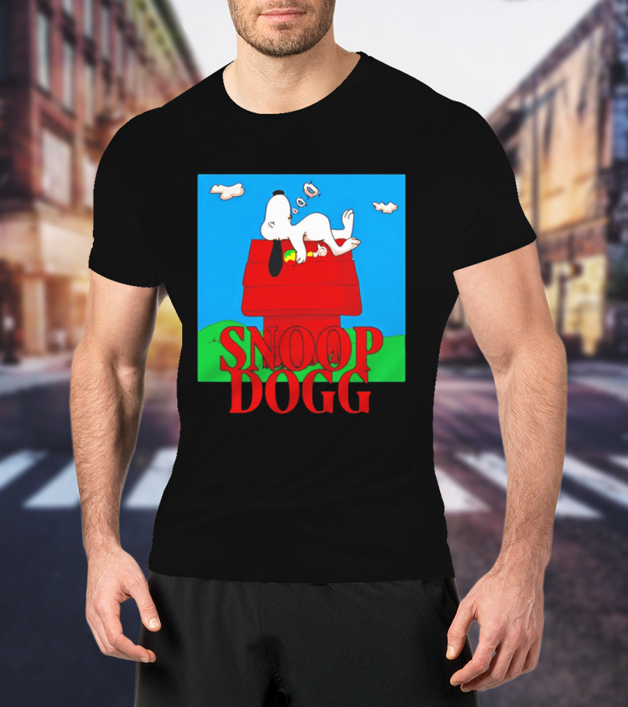 Snoop Dogg Snoopy Parody Relaxing On Doghouse T-Shirt