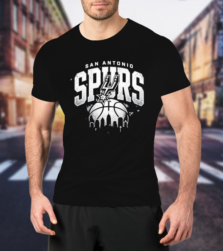 San Antonio Spurs NBA Streetwear Basketball Skyline T-Shirt