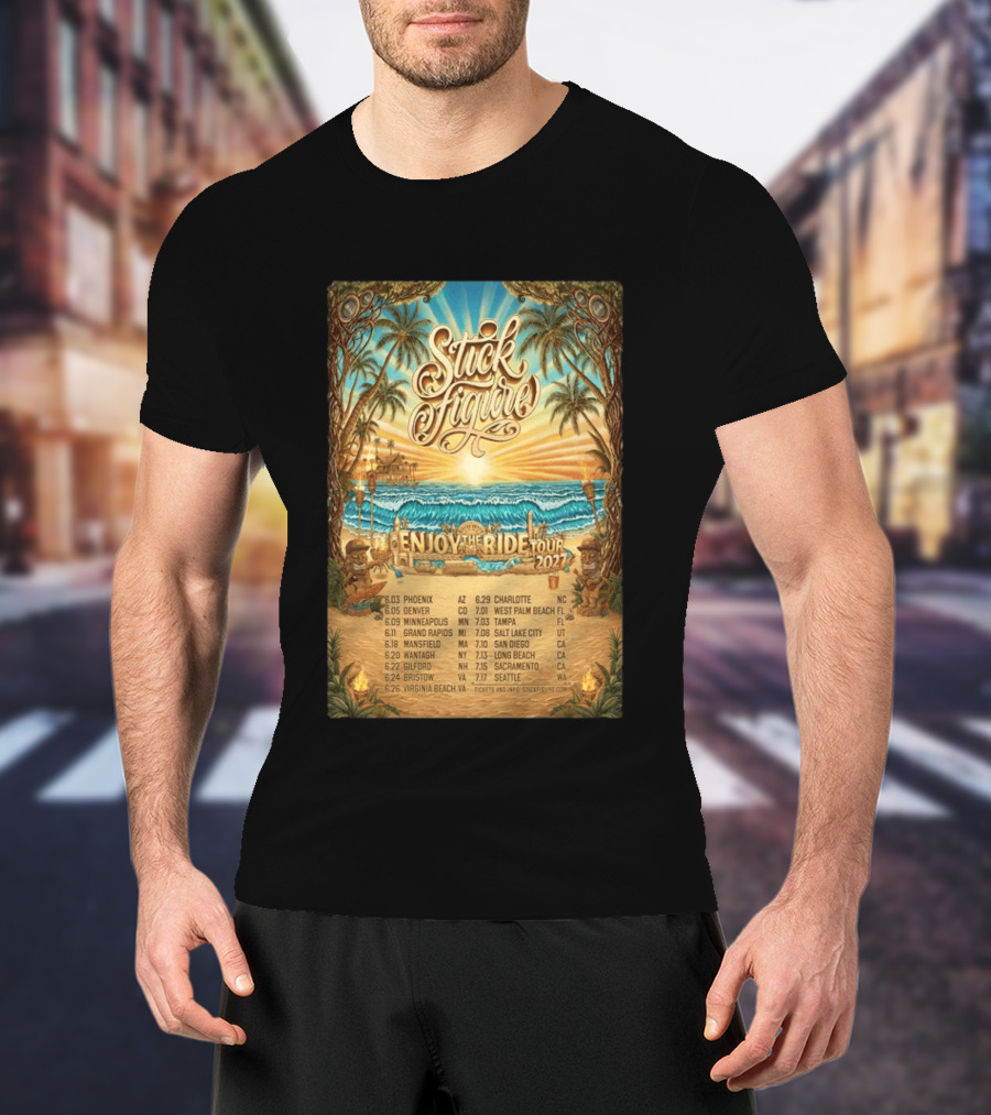 Stick Figure Enjoy The Ride Tour 2027 Phoenix To Seattle Dates And Locations T-Shirt