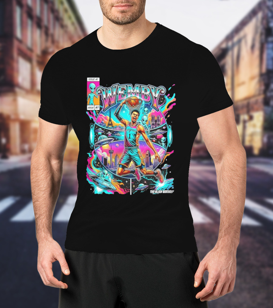 Wemby The Alien Arrives San Antonio Spurs Basketball Issue #1 T-Shirt