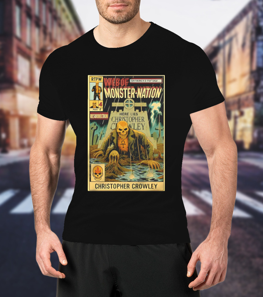 Resurrection Web Of Monster Nation Christopher Crowley Comic Part 4 Skeleton Tombstone T-Shirt