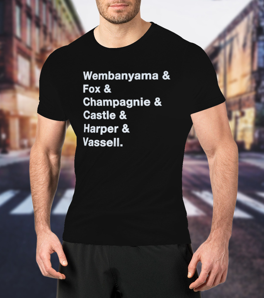 Wembanyama Fox Champagnie Castle Harper Vassell San Antonio Spurs Basketball NBA 2026 T-Shirt