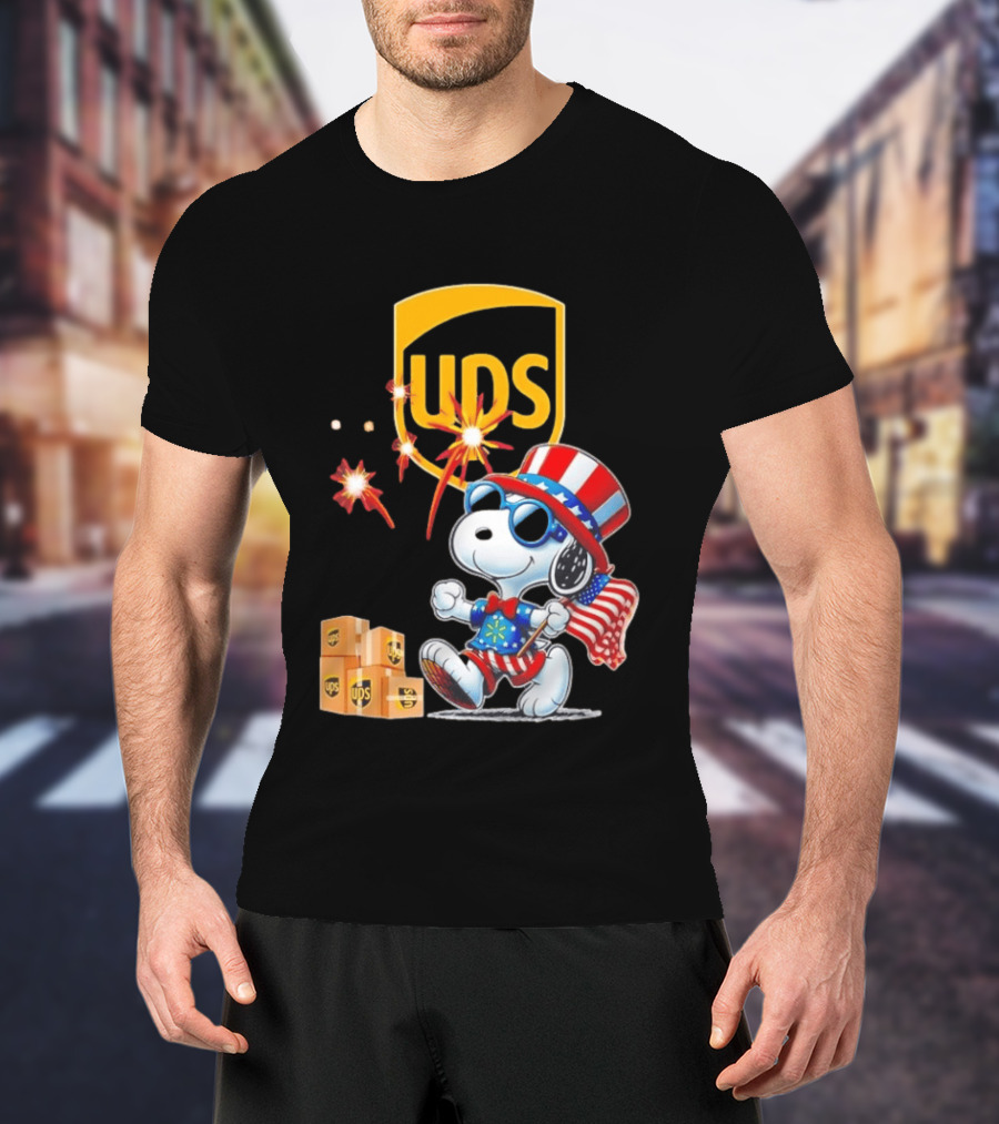 Patriotic Snoopy Independence Day UPS Packages American Flag Celebration T-Shirt