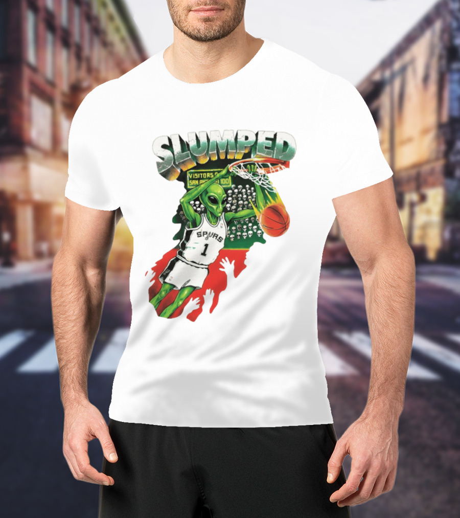 Slumped Alien Basketball Dunk Spurs Number 1 Visitors San Antonio 100 T-Shirt