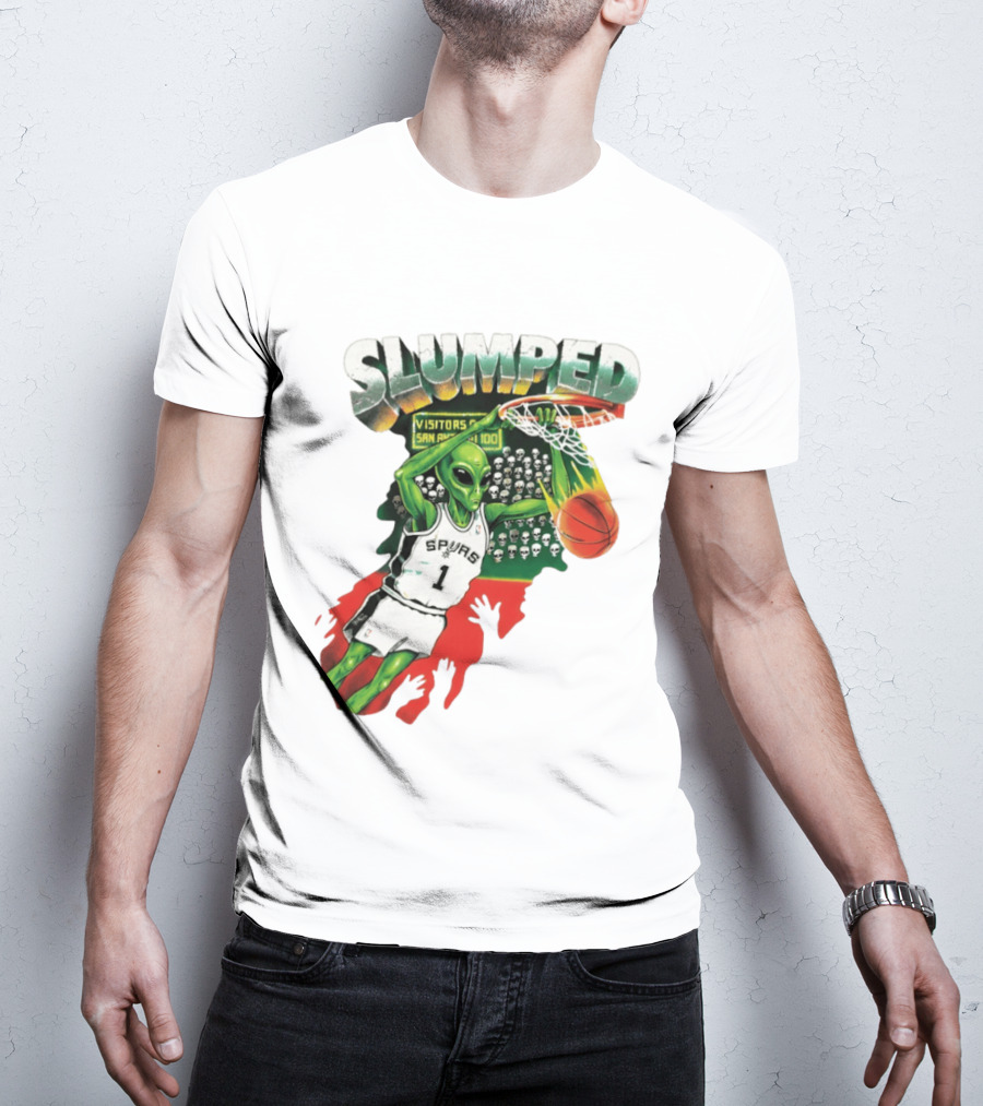 Slumped Alien Basketball Dunk Spurs Number 1 Visitors San Antonio 100 T-Shirt
