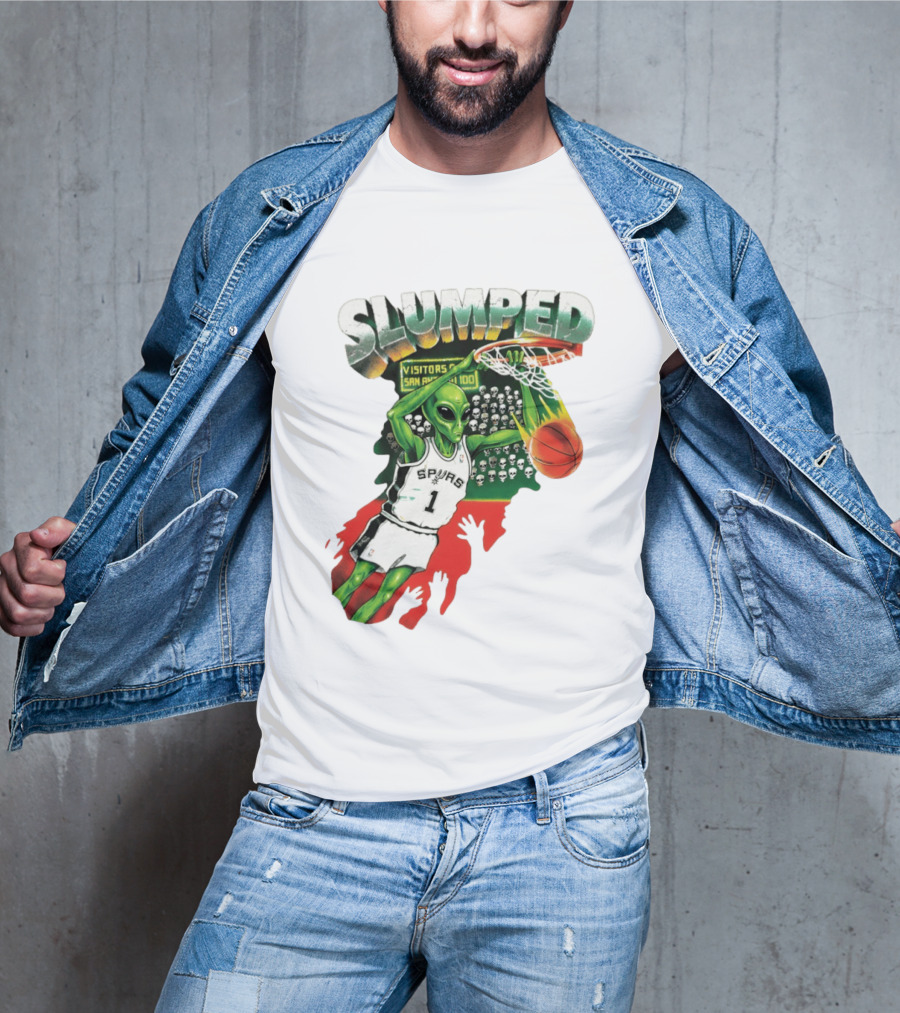 Slumped Alien Basketball Dunk Spurs Number 1 Visitors San Antonio 100 T-Shirt