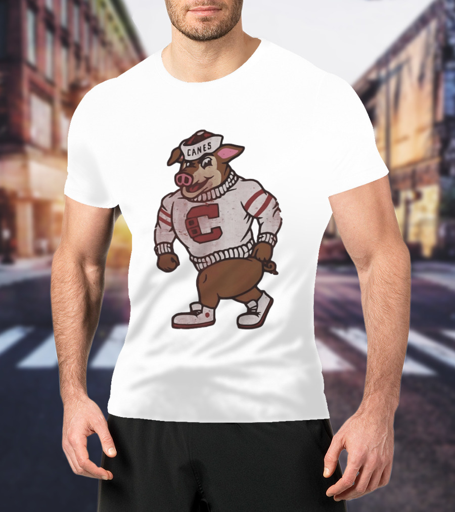 Carolina Hurricanes Canes Pig Hockey Cartoon Character Sweater T-Shirt