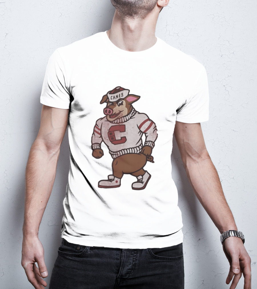 Carolina Hurricanes Canes Pig Hockey Cartoon Character Sweater T-Shirt
