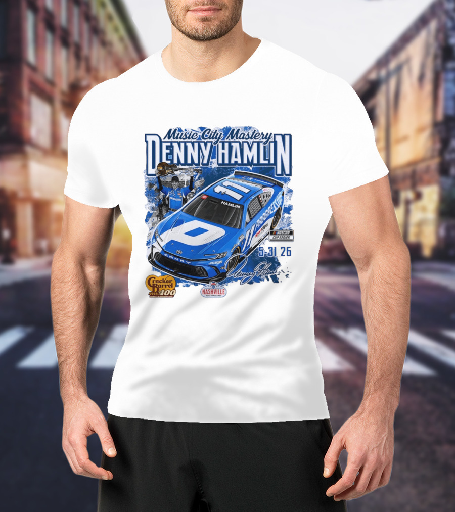 Music City Mastery Denny Hamlin Cracker Barrel 400 Nashville Superspeedway 2026 NASCAR Cup Series T-Shirt
