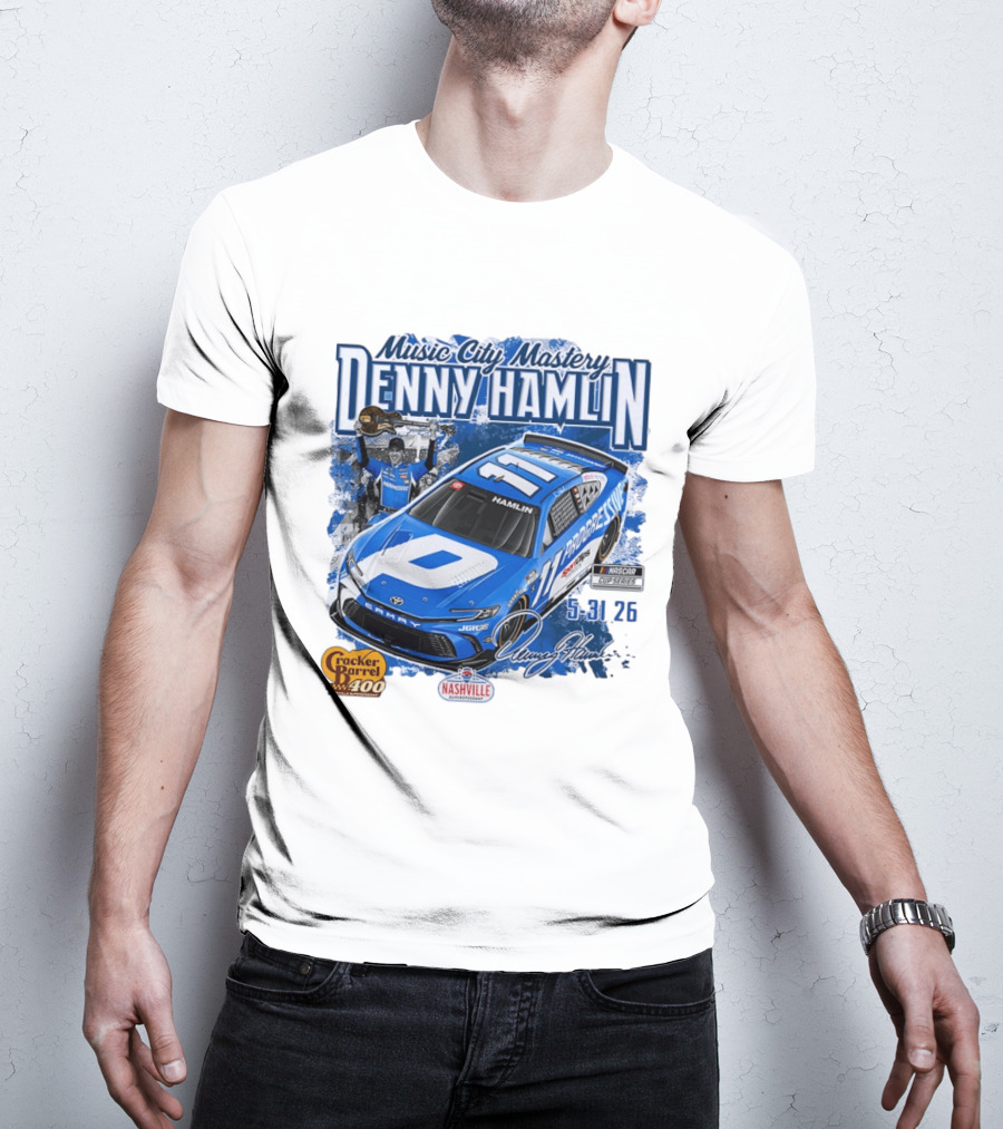 Music City Mastery Denny Hamlin Cracker Barrel 400 Nashville Superspeedway 2026 NASCAR Cup Series T-Shirt