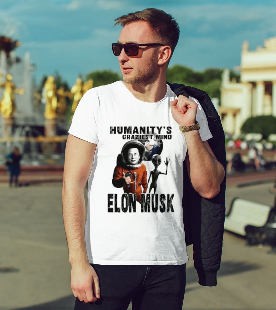 Elon Musk Humanity's Craziest Mind Earth Alien Spacesuit Astronaut T-Shirt
