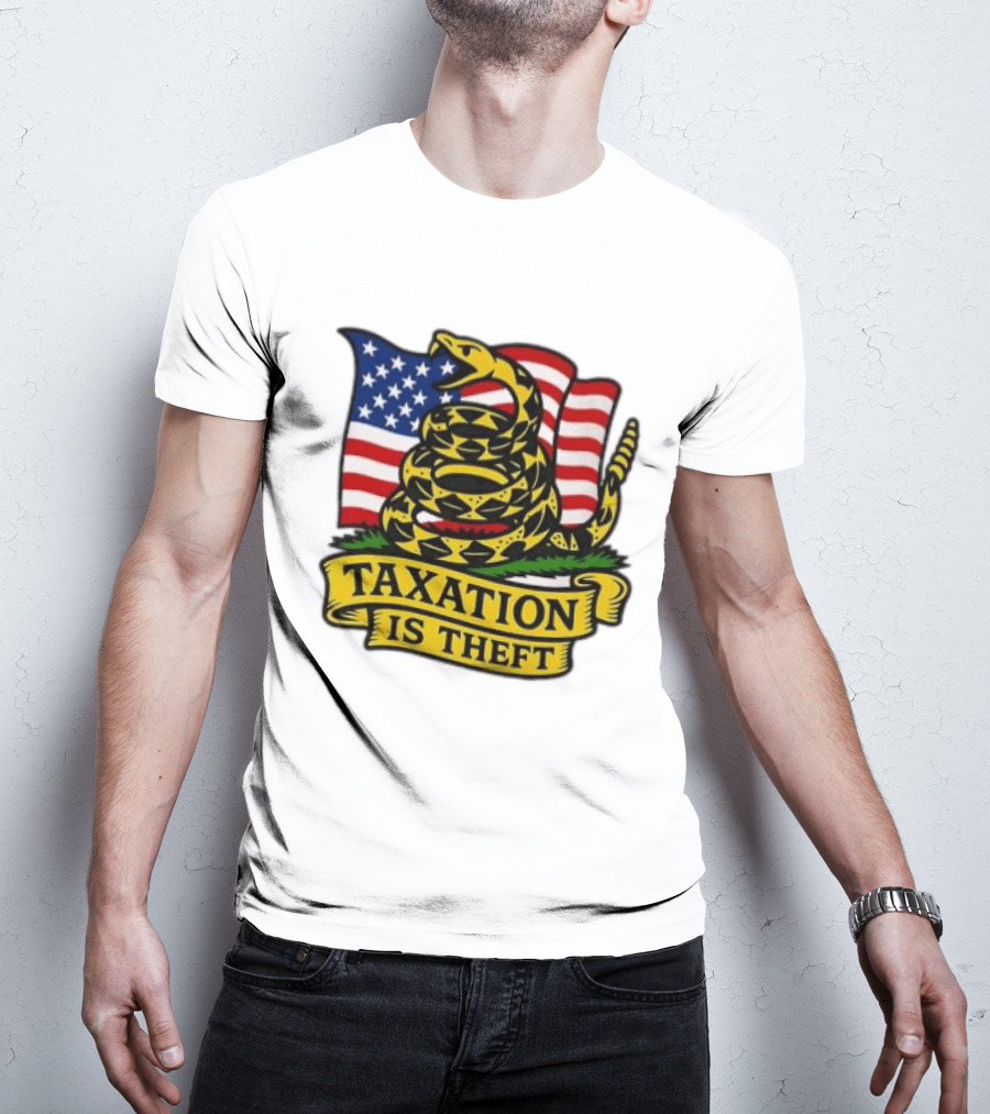 Taxation Is Theft Gadsden Flag American Flag Snake T-Shirt