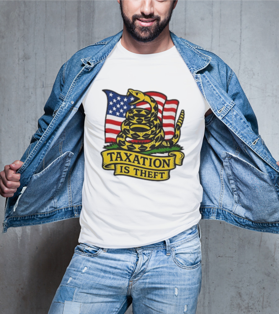 Taxation Is Theft Gadsden Flag American Flag Snake T-Shirt