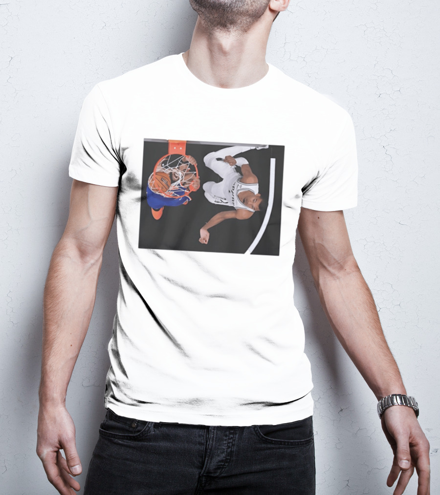 Jalen Brunson New York Knicks Victor Wembanyama San Antonio Spurs NBA Basketball Action T-Shirt
