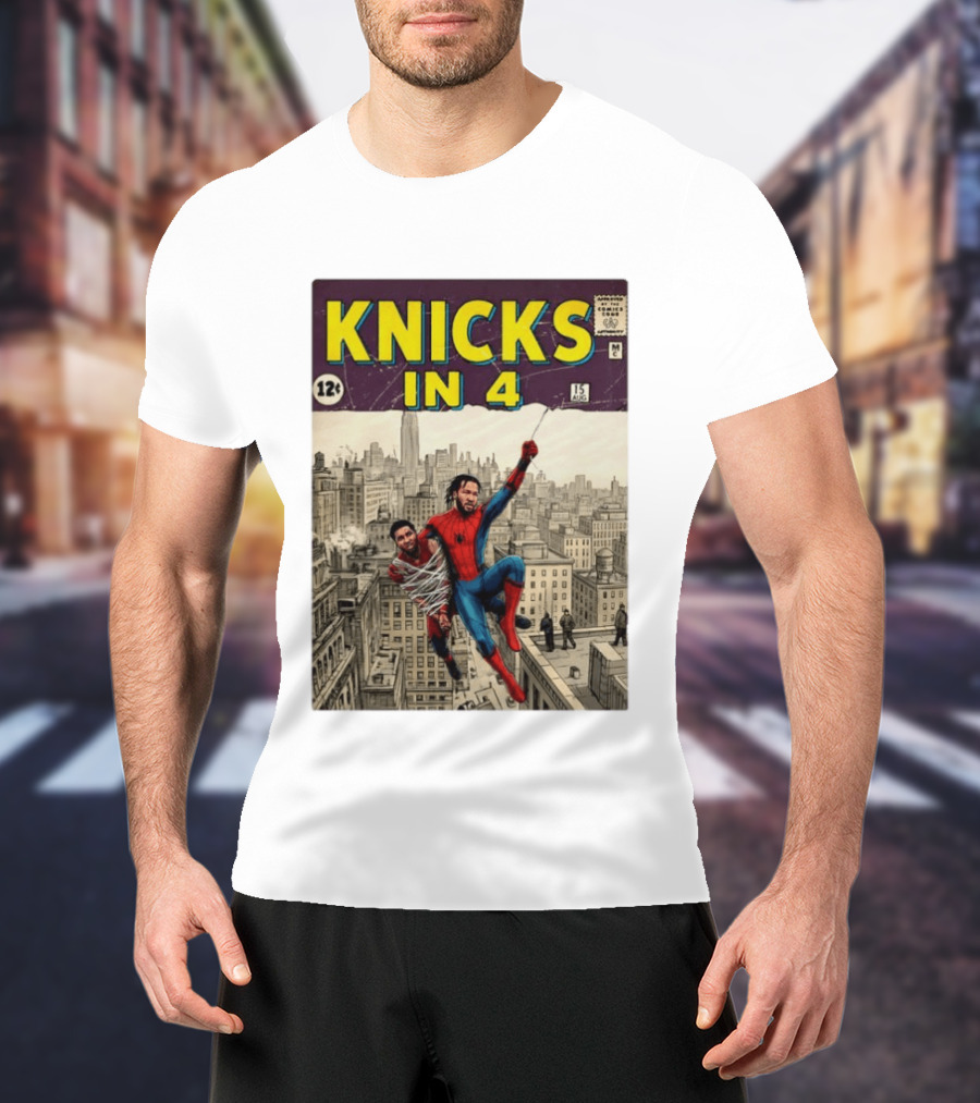 Knicks In 4 Jalen Brunson Vs Donovan Mitchell Comic Crossover New York Cleveland Showdown T-Shirt