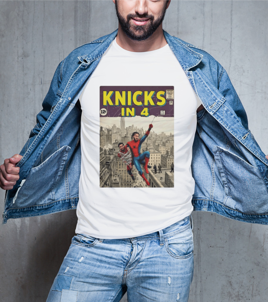 Knicks In 4 Jalen Brunson Vs Donovan Mitchell Comic Crossover New York Cleveland Showdown T-Shirt