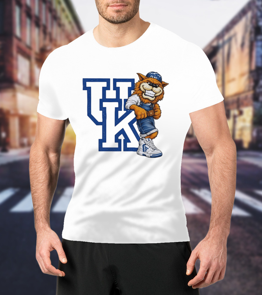 Kentucky Wildcats UK Mascot In Overalls Sneakers Athletics Basketball T-Shirt