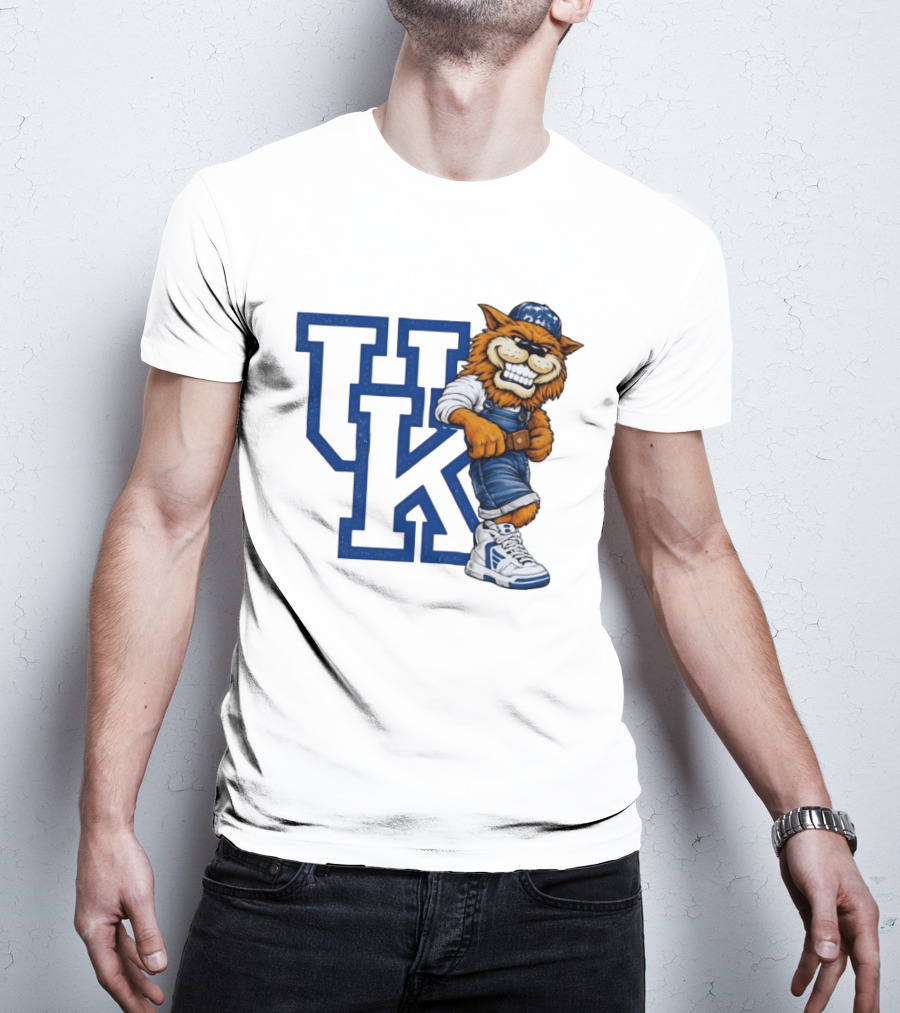 Kentucky Wildcats UK Mascot In Overalls Sneakers Athletics Basketball T-Shirt