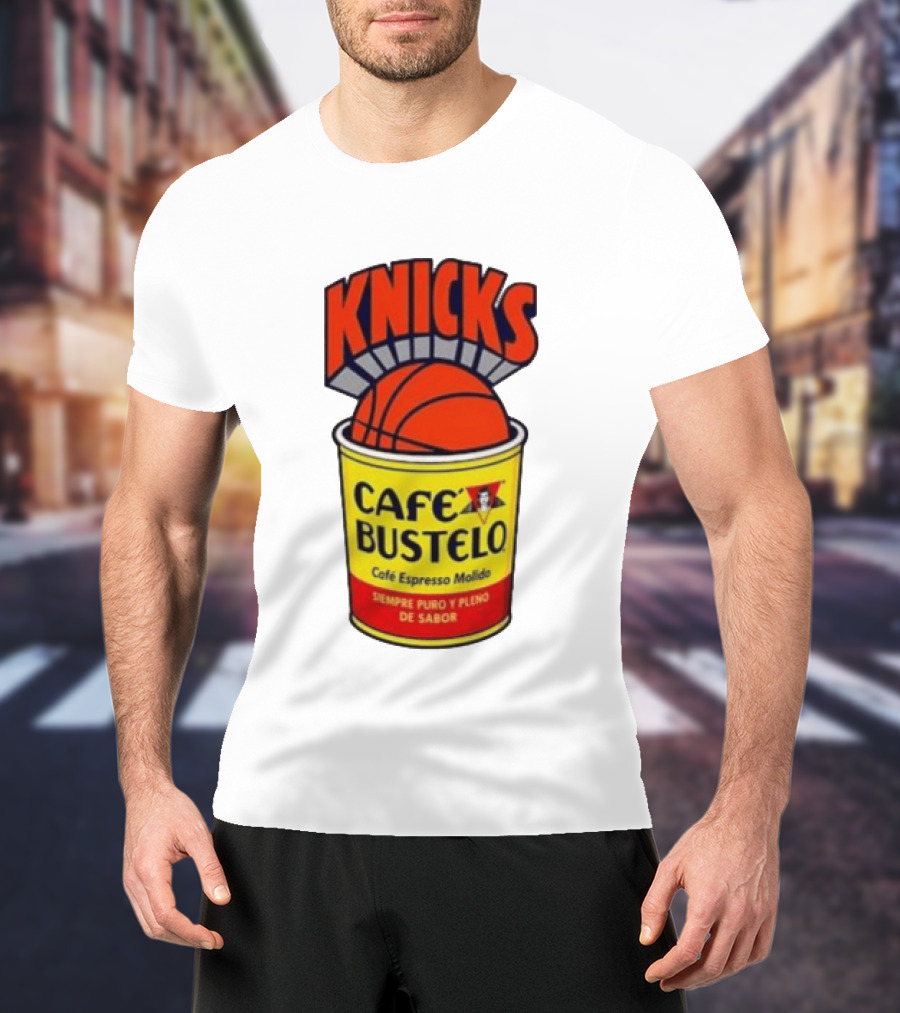 New York Knicks Cafe Bustelo Espresso Molido Basketball NBA T-Shirt