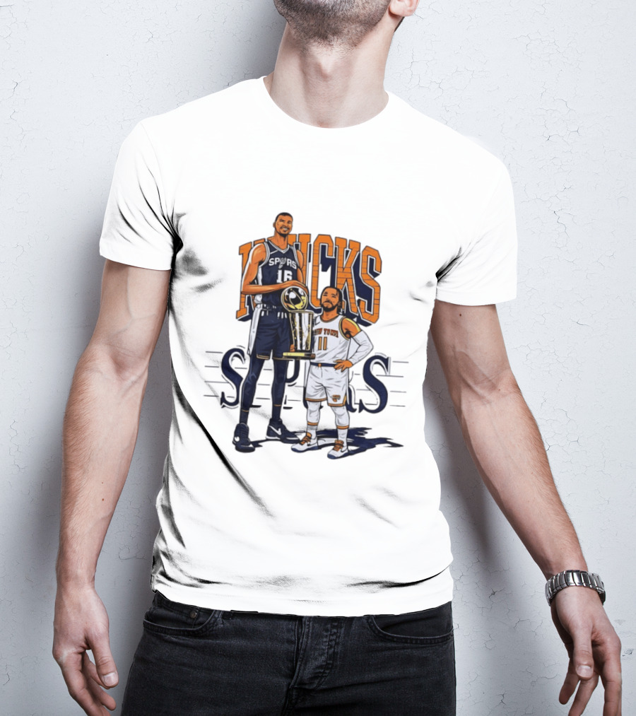 Victor Wembanyama Spurs Versus Jalen Brunson Knicks Trophy Size Gap T-Shirt