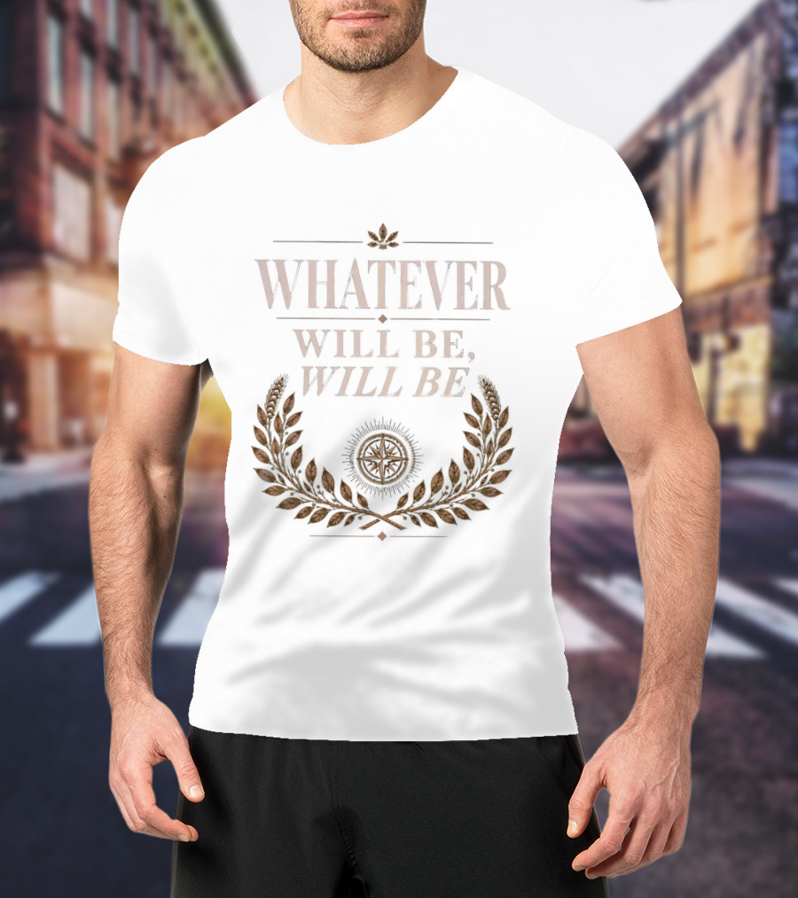 Whatever Will Be Will Be Compass Wheat Laurel Wreath T-Shirt