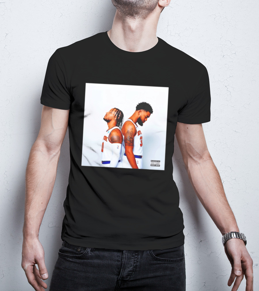Knicks Basketball Players Brunson Towns Parental Advisory Album Cover T-Shirt