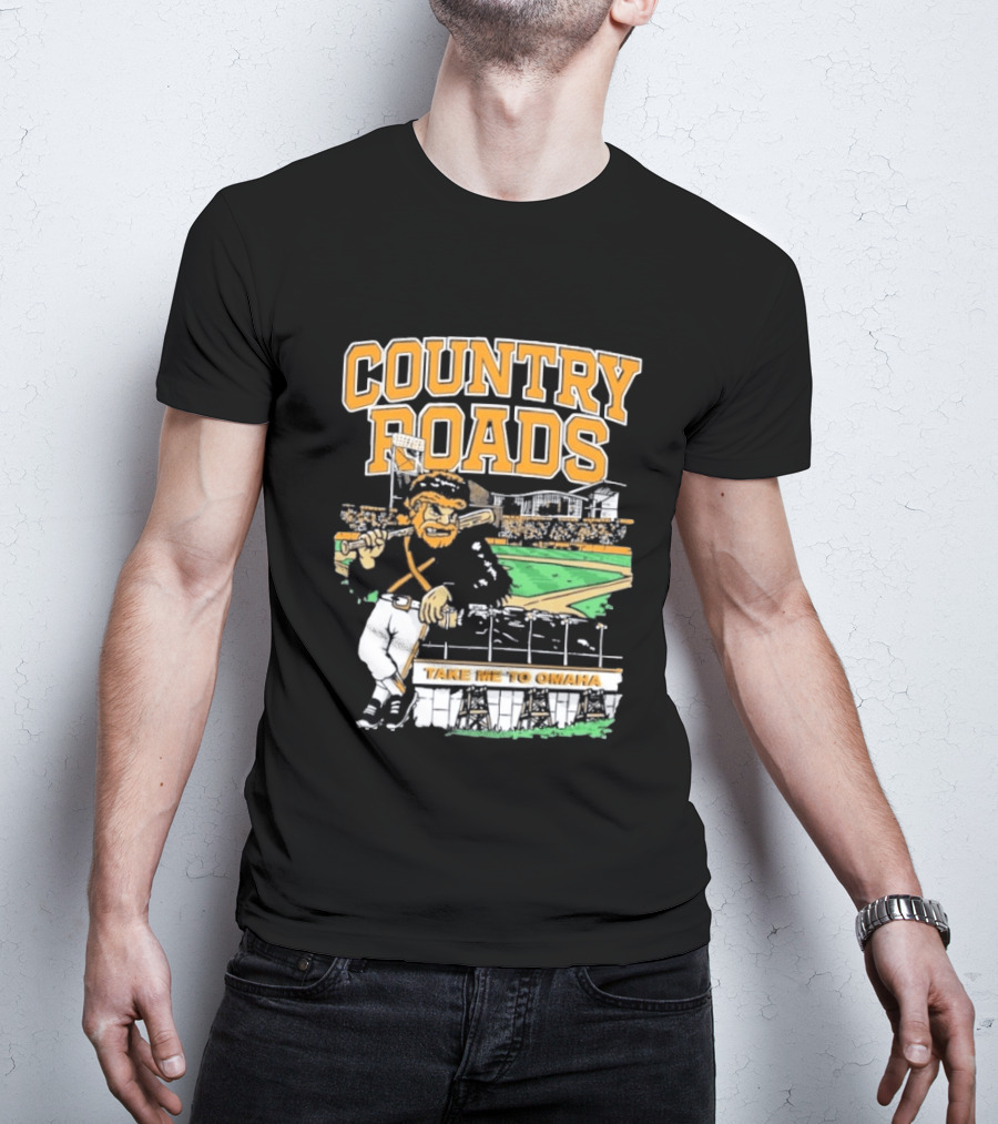 Country Roads Baseball Motif Take Me To Omaha T-Shirt
