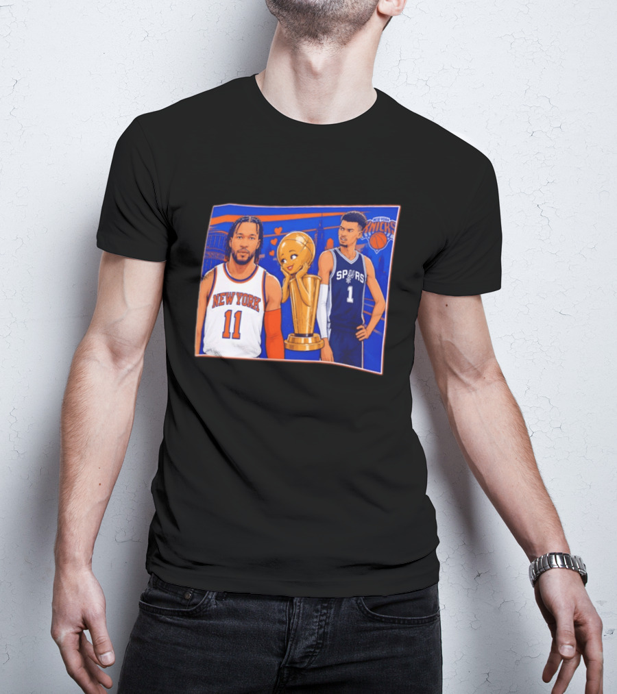 Jalen Brunson New York Knicks Victor Wembanyama San Antonio Spurs Larry O'Brien Trophy T-Shirt
