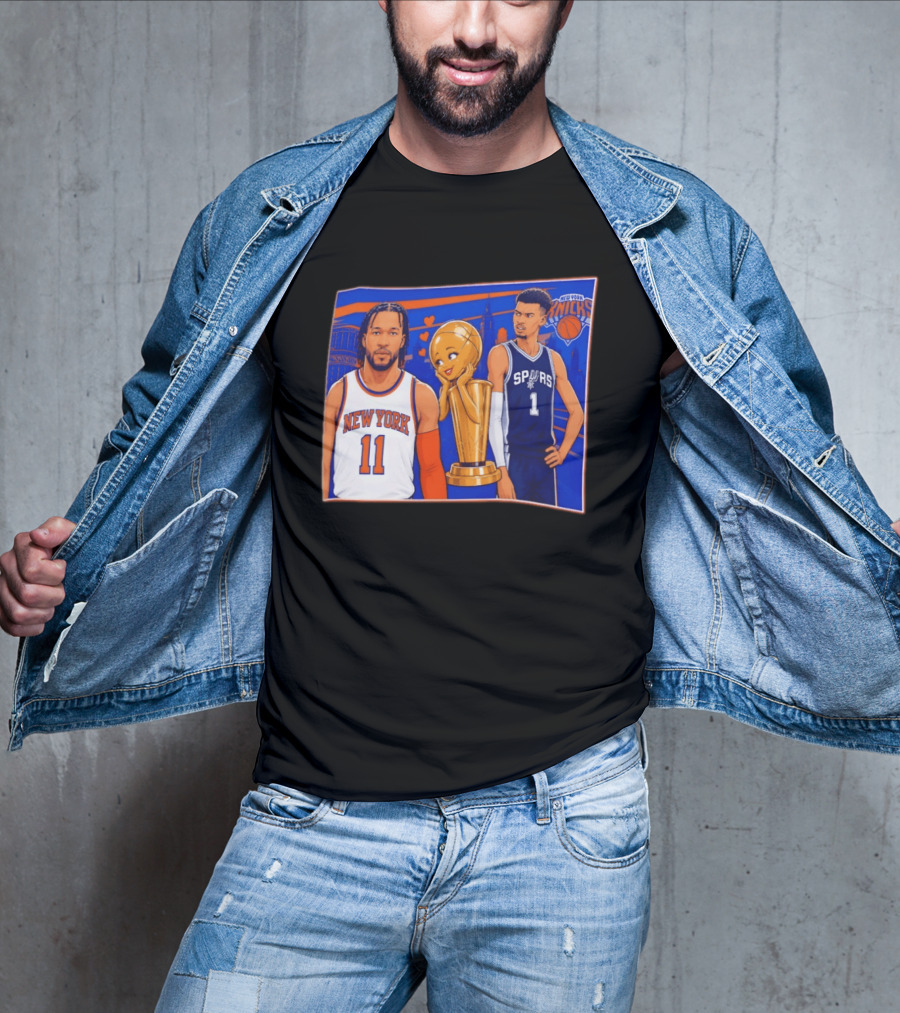 Jalen Brunson New York Knicks Victor Wembanyama San Antonio Spurs Larry O'Brien Trophy T-Shirt