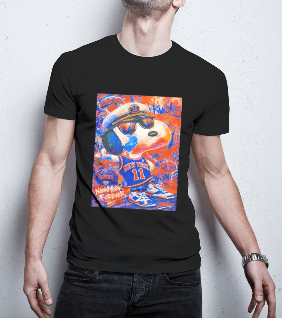 New York Knicks Snoopy Captain 11 New York Forever Streetwear Collection T-Shirt