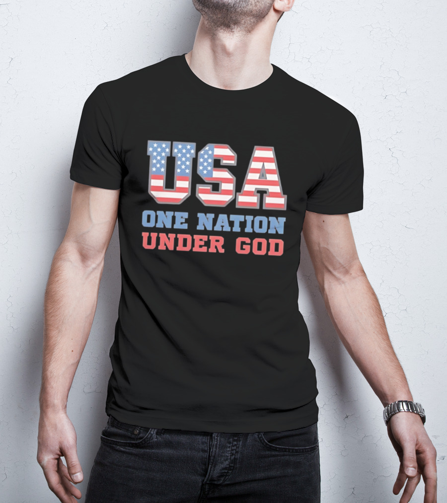 USA One Nation Under God American Flag Patriotic Stars And Stripes T-Shirt